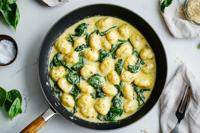 ONE-PAN Creamy Spinach Gnocchi