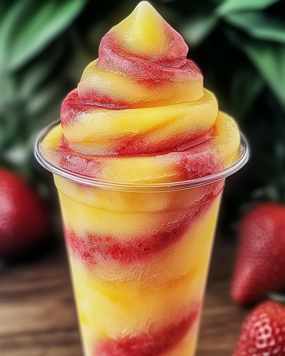 Pineapple Strawberry Swirled Slushies