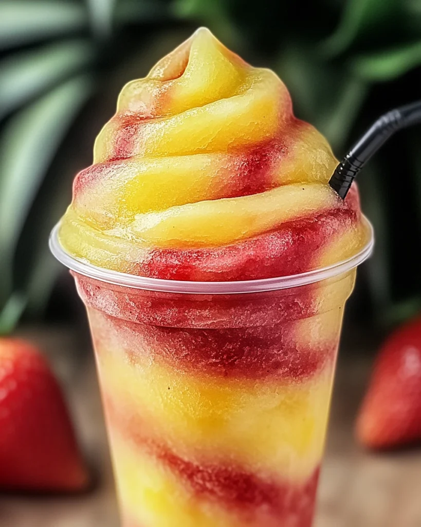 Pineapple Strawberry Swirled Slushies