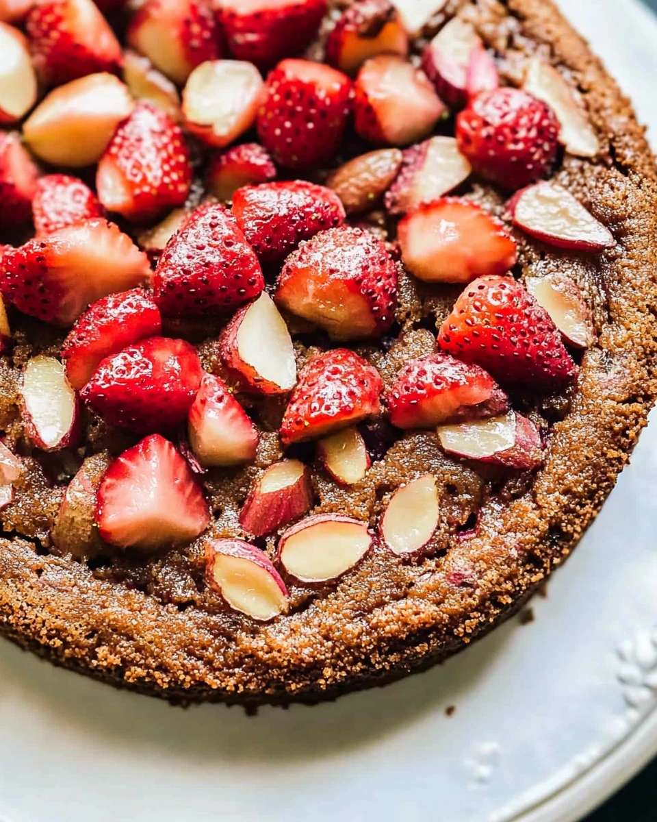 Almond Cake with Roasted Strawberries and Rhubarb