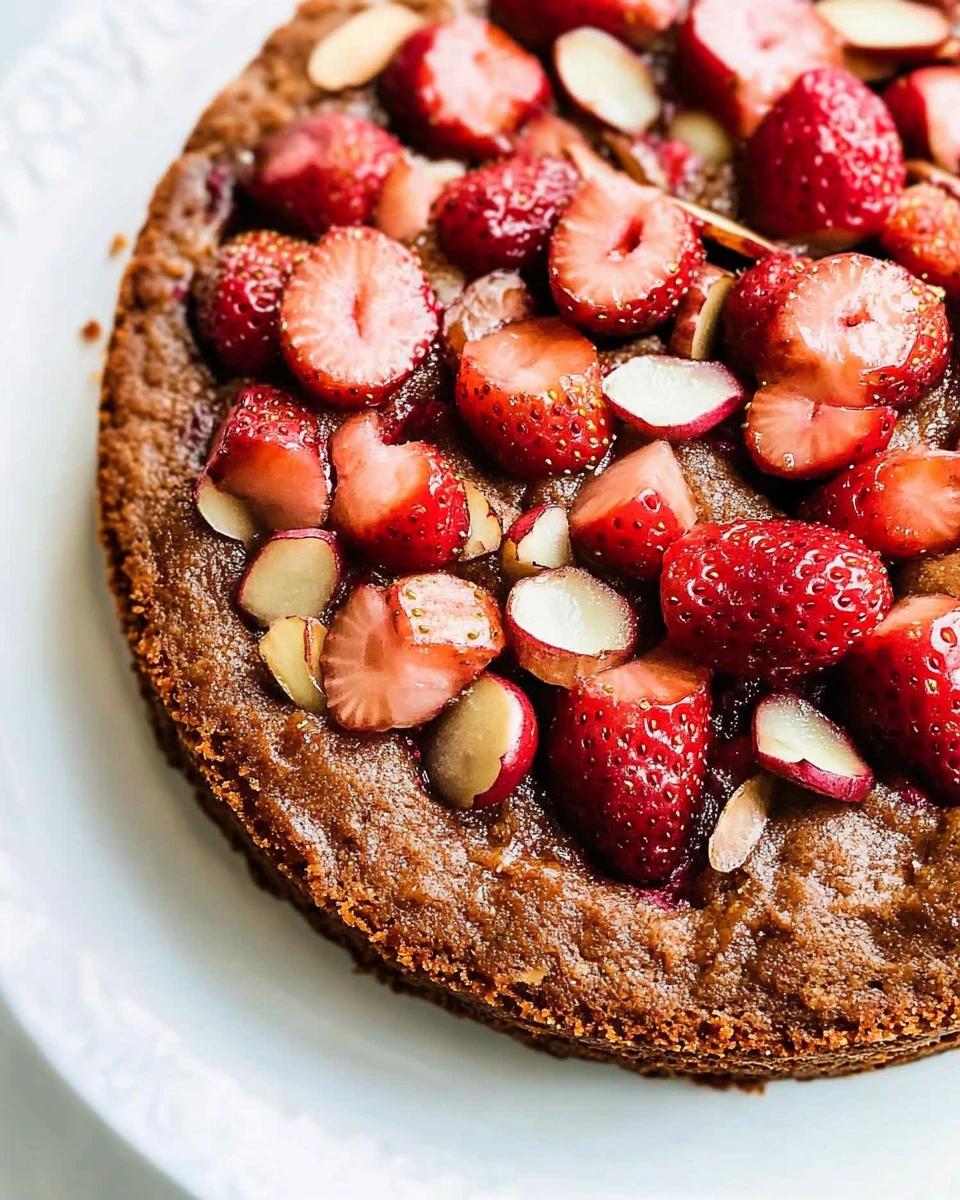 Almond Cake with Roasted Strawberries and Rhubarb