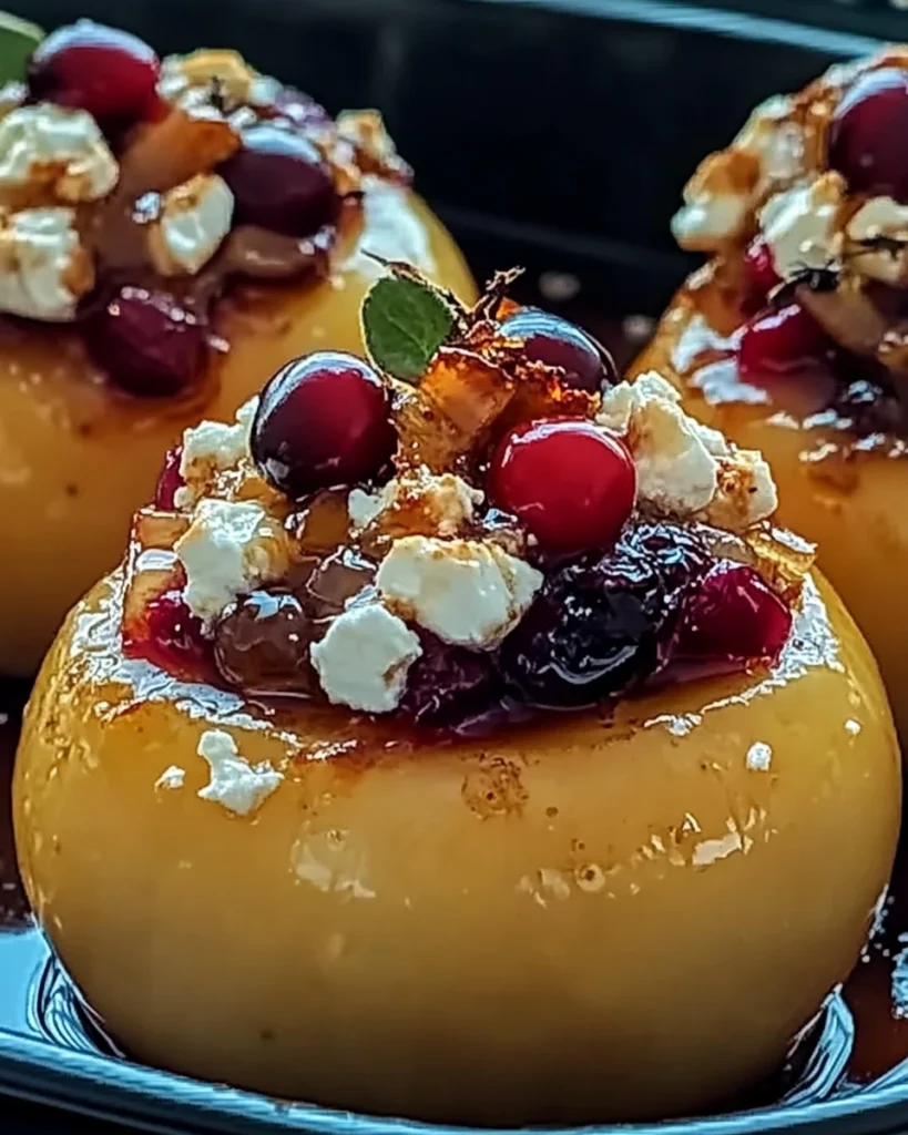 Baked Apples with Feta, Honey, and Cranberries