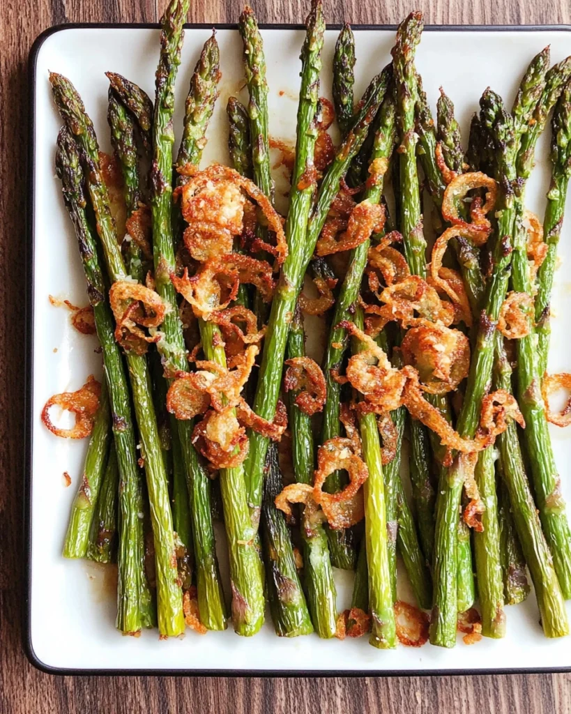 Roasted Asparagus with Parmesan and Crispy Shallots