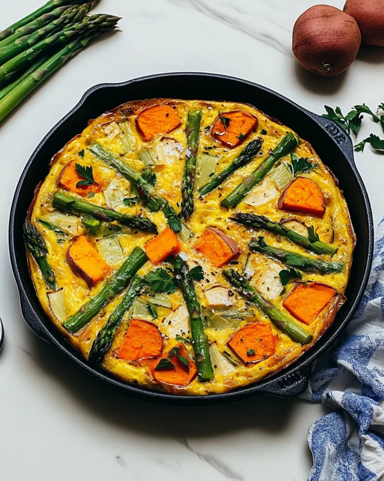 Spring Frittata with Leeks, Asparagus, and Sweet Potato