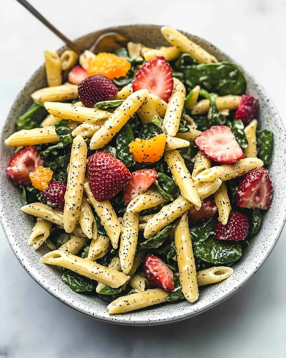 Strawberry Spinach Pasta Salad